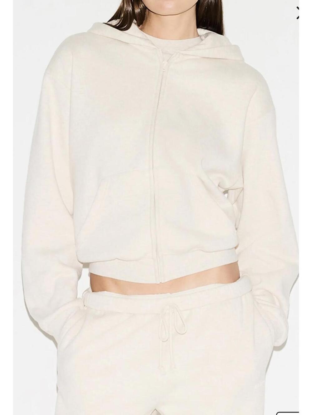 SKIMS Classic Zip Up Hoodie Heather Oatmeal XXS NWT Oversized Fit